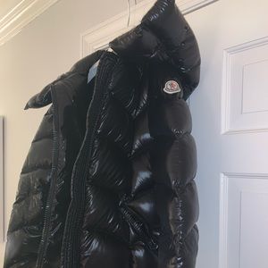 Moncler black puffer hooded jacket